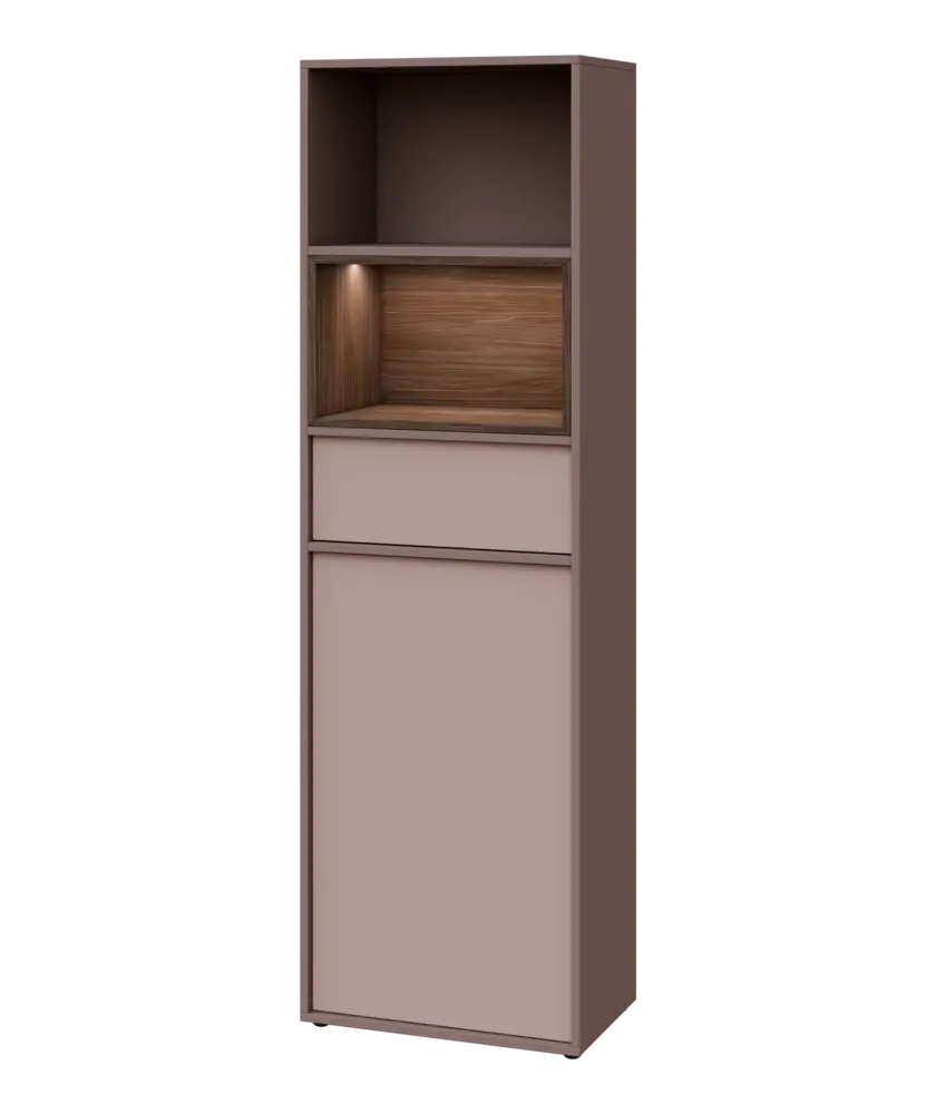 ERY V642 L kancelářská skříň, 1-dveřová/zásuvka/2 niky, 2000x600x400, levá, pudrová